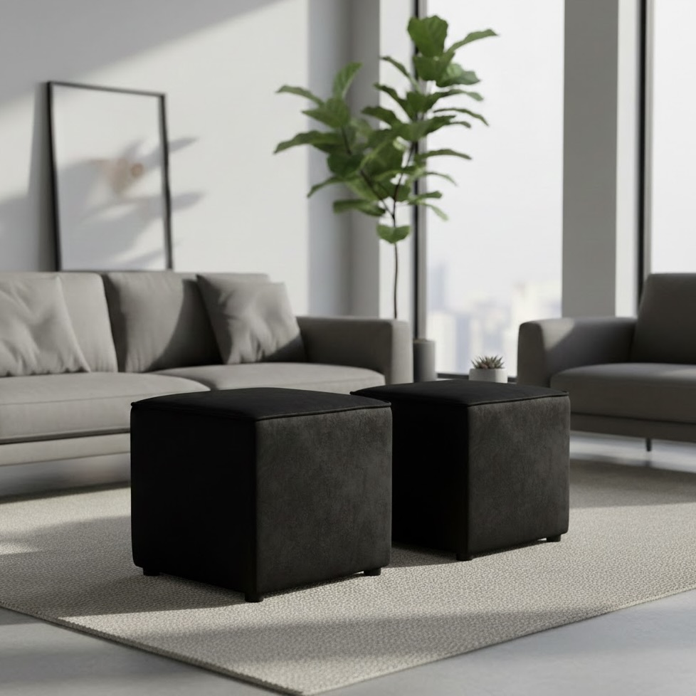 2x Square Ottoman Stools