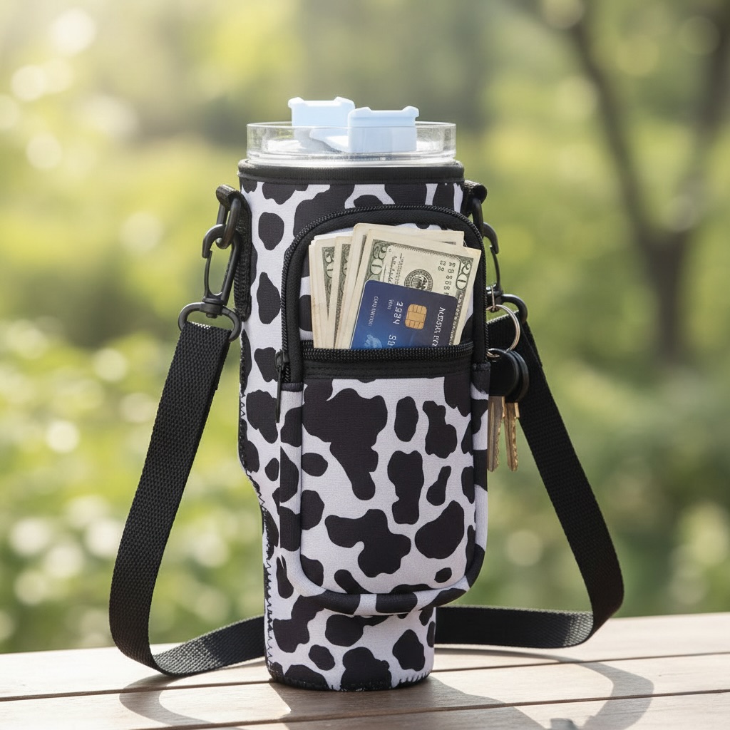 Adjustable Flask Carry Bag with Phone Pocket