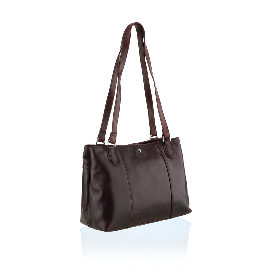 Genuine Leather Twin Zip Tote Bag