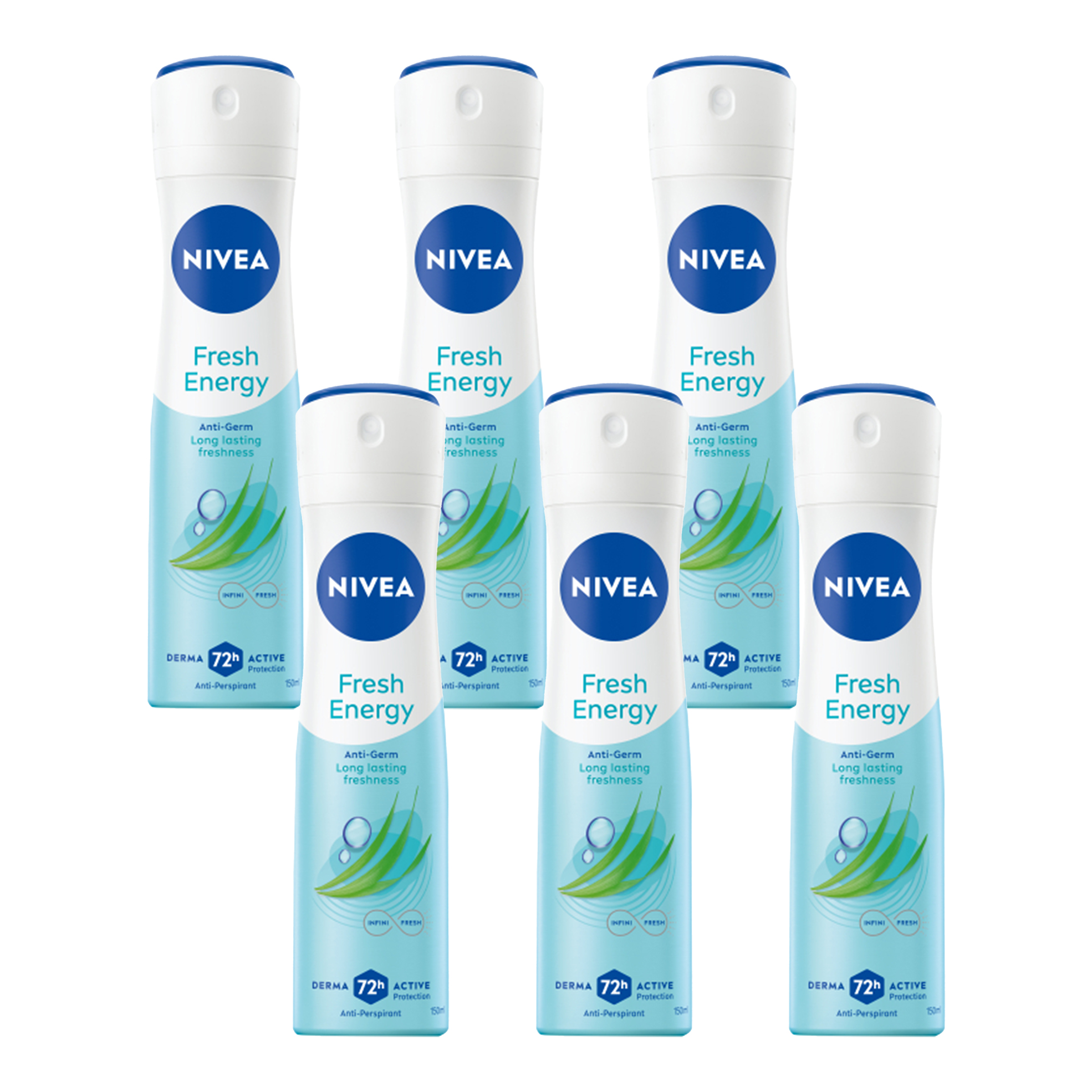 6x 150ml Ladies Anti-Perspirant Aerosol Deodorants
