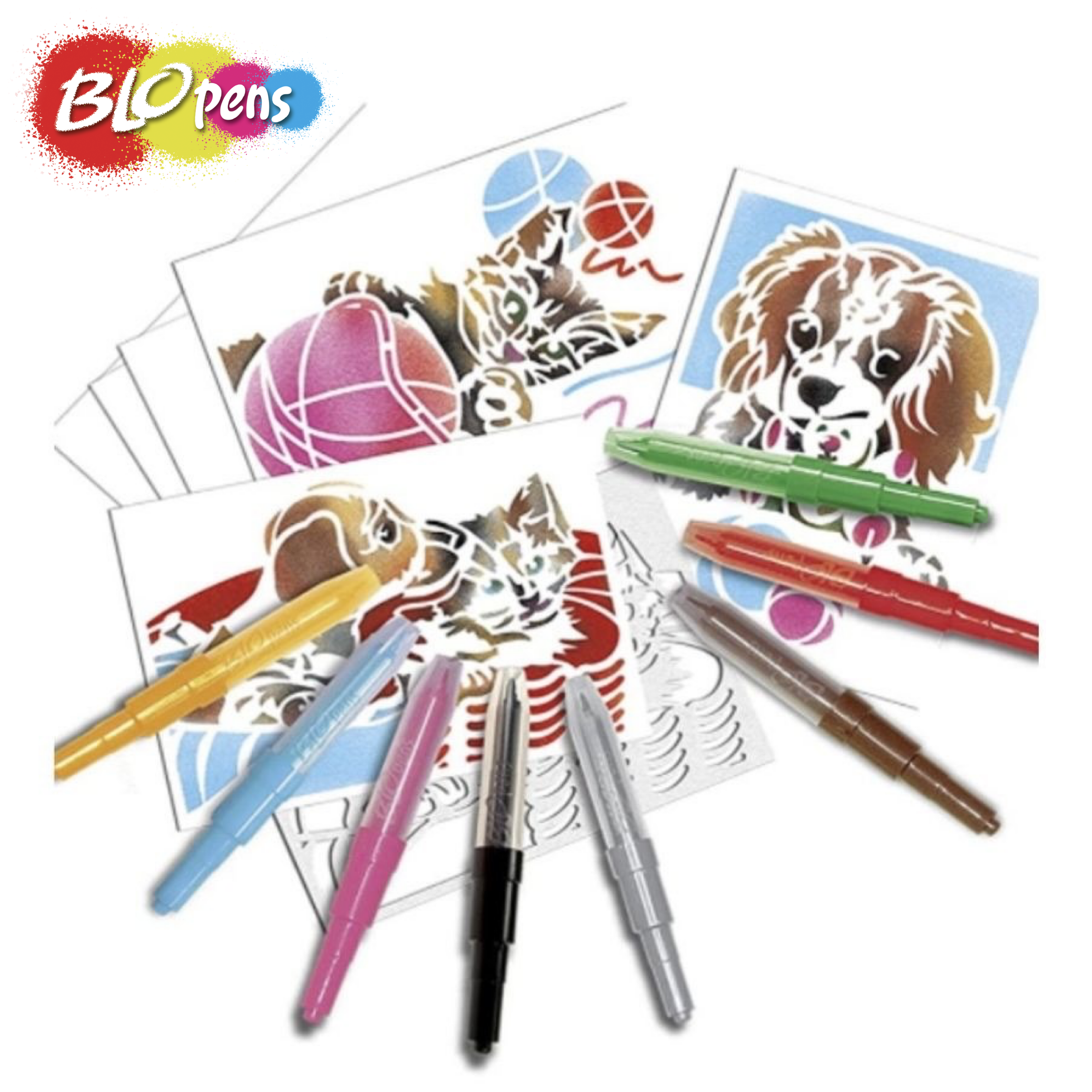 12-Piece Airbrush Blow Pen and Stencil Set