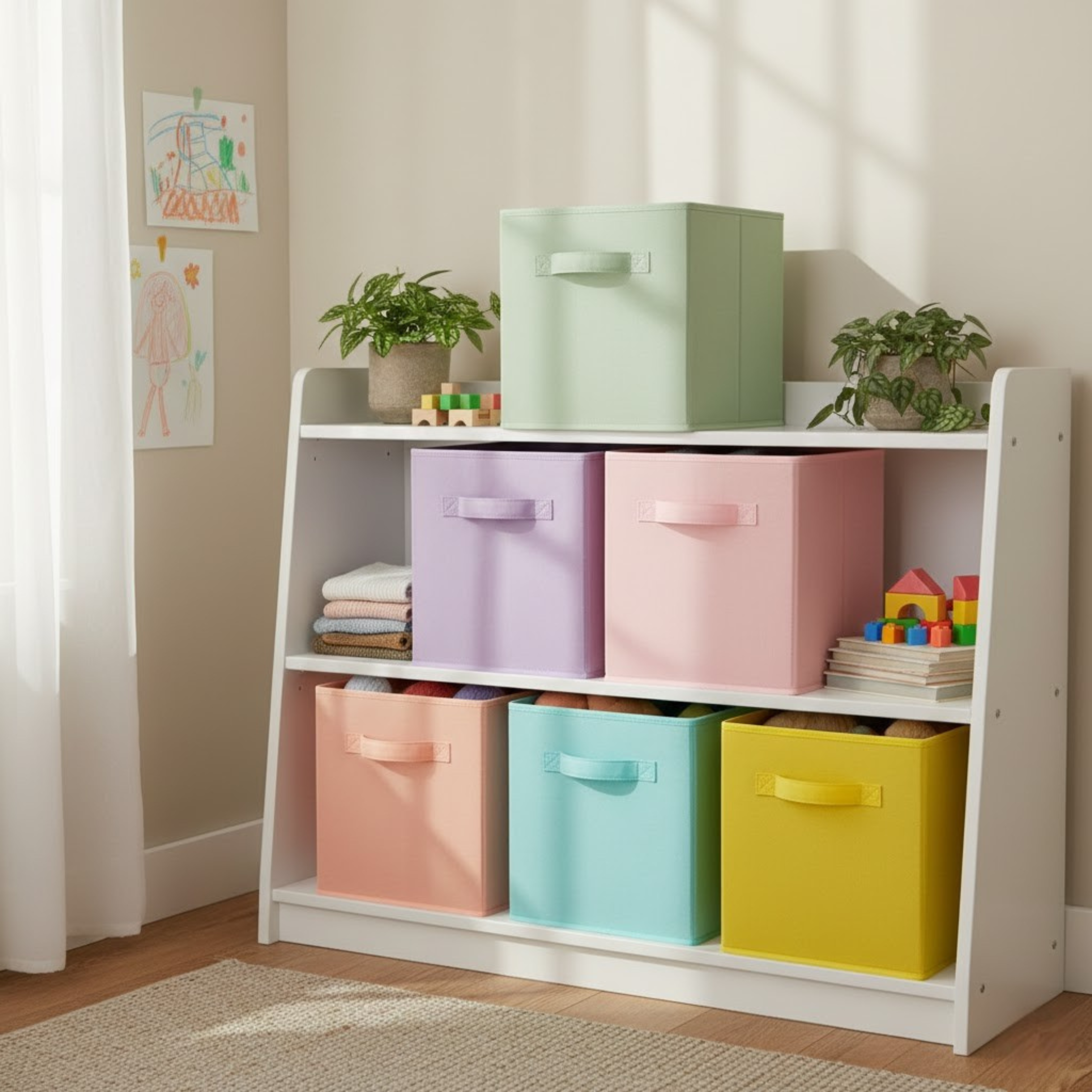 6 or 12x Colourful Collapsible Storage Boxes