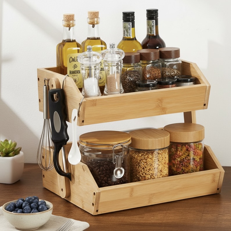 2 or 3-Tier Bamboo Storage Basket