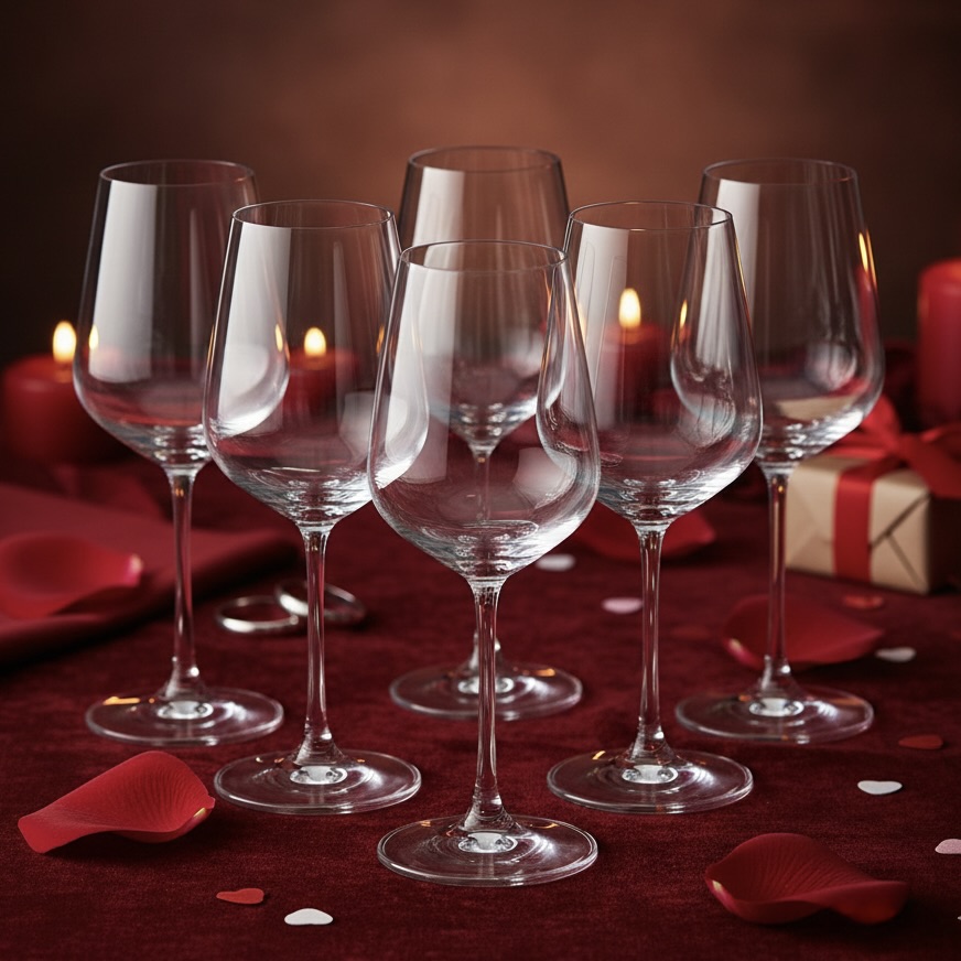 6x 360ml Crystal Wine Glasses