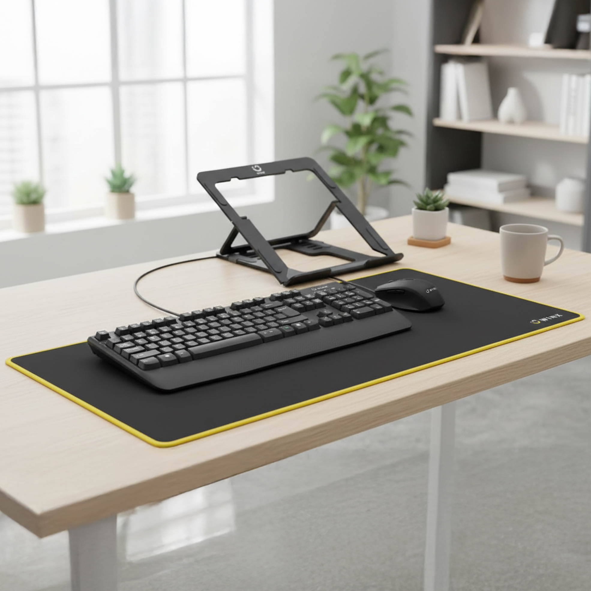 Glide Deskpad with Wired Essential Keyboard, Mouse and Ergo Laptop Stand