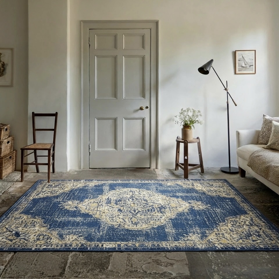 Vintage Traditional Navy Rug