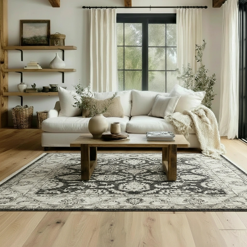 Classic Floral Antracite Rug