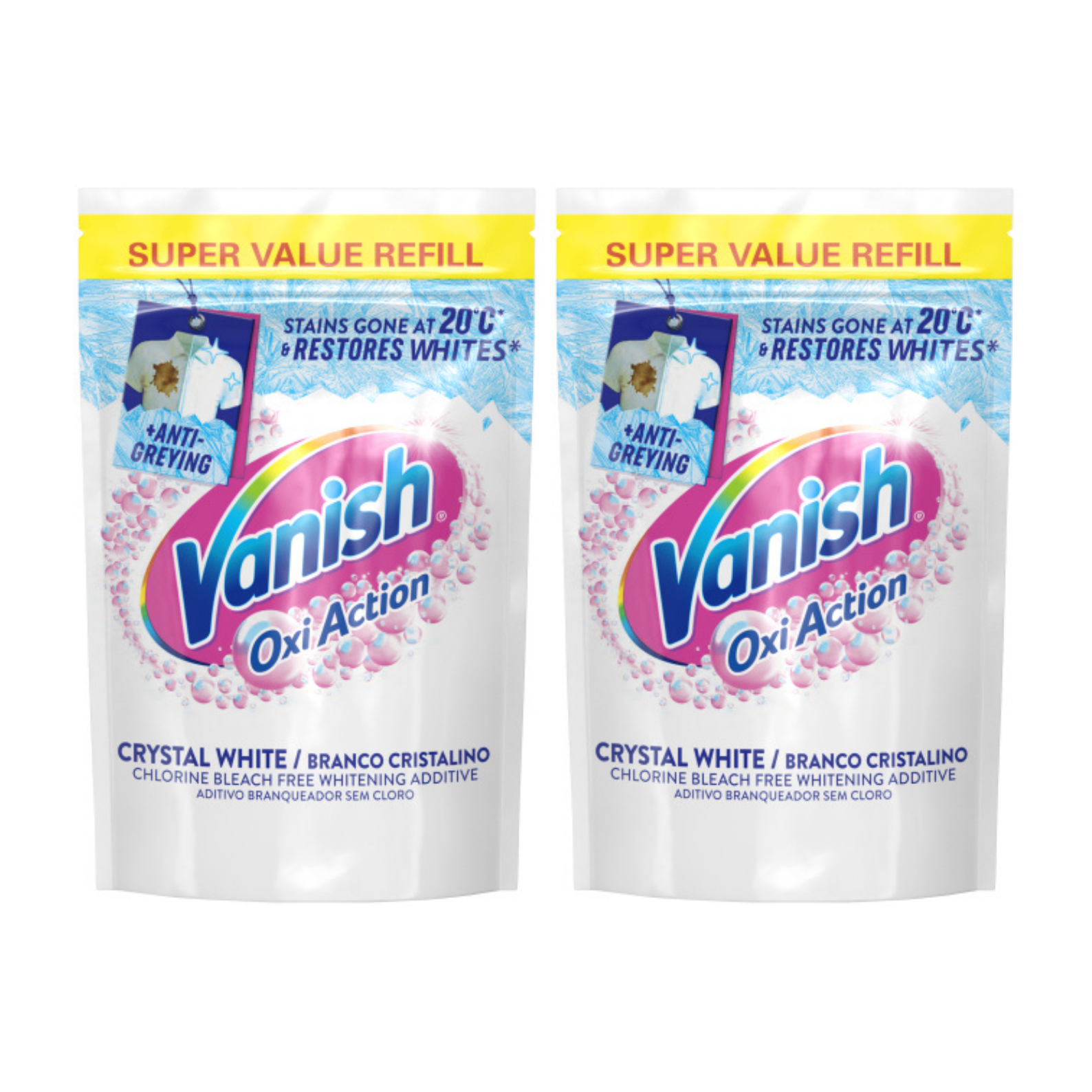 2x 520g Crystal Whites Powder Stain Removers