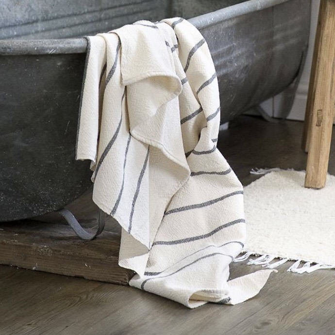2x Large Handwoven Country Stripe Towels