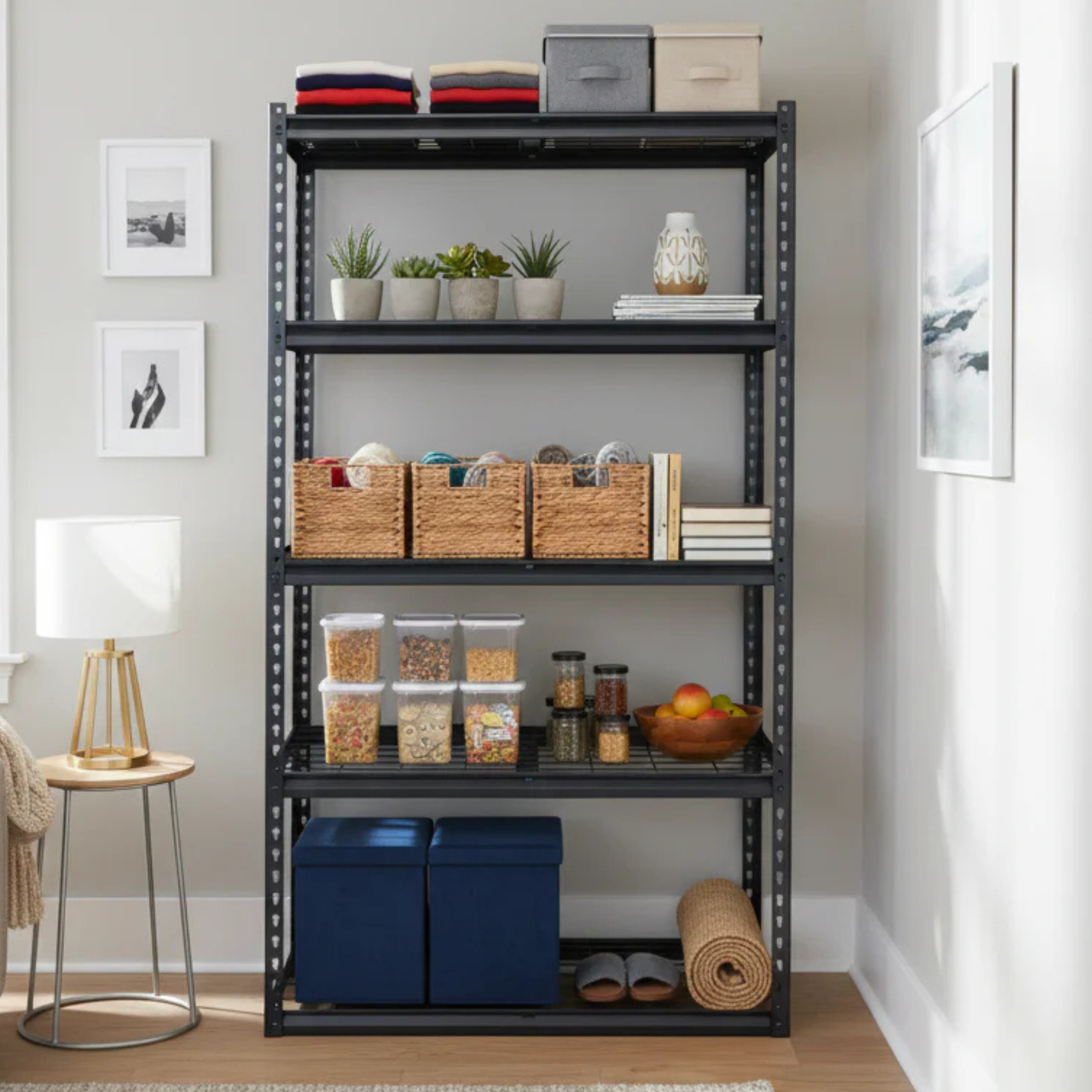 5-Tier Heavy-Duty Steel Wire Mesh Storage Shelf