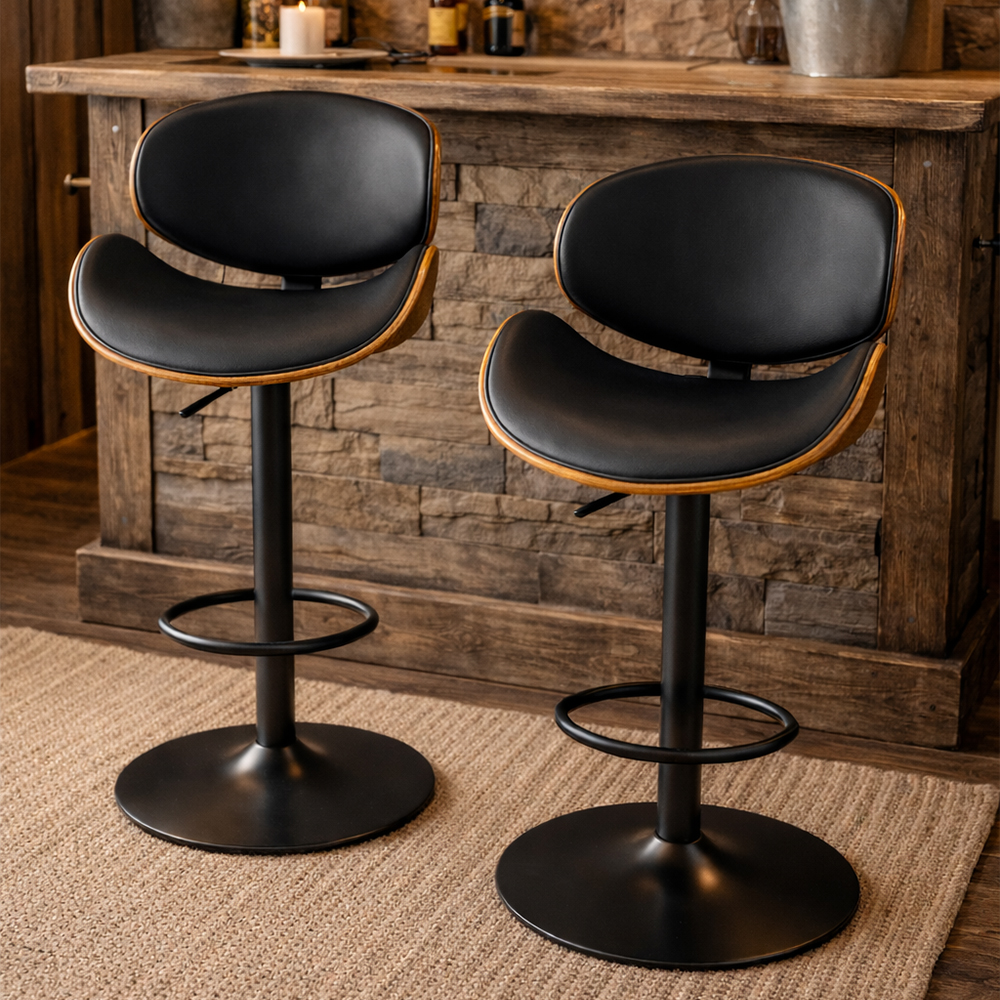 2x Vegan Leather Tub Barstools