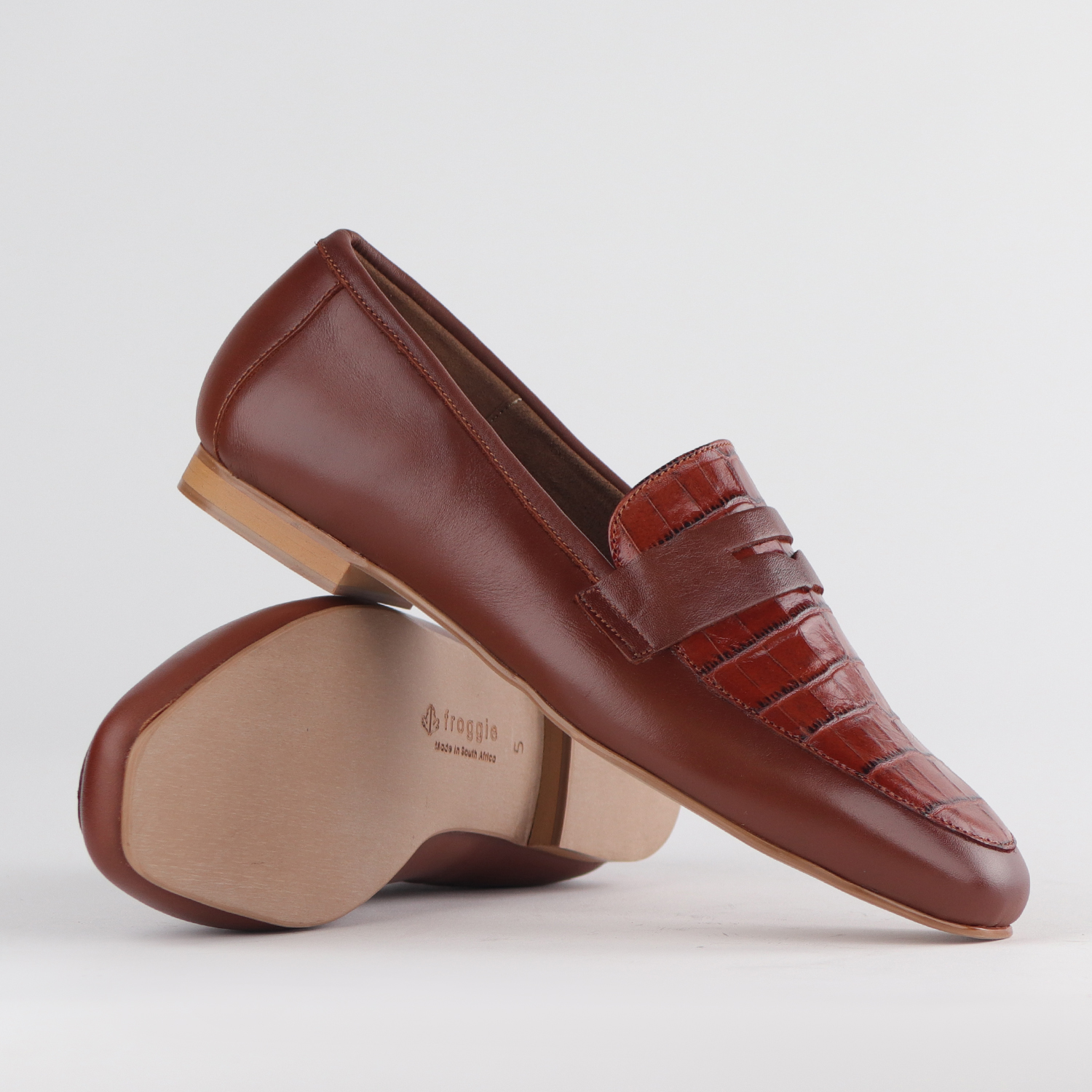 Ladies Croc Genuine Leather Penny Loafers