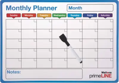 Magnetic Monthly Calendar with 4-Pack Mini Whiteboard Markers