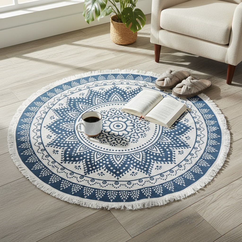 88cm Round Moroccan Rug