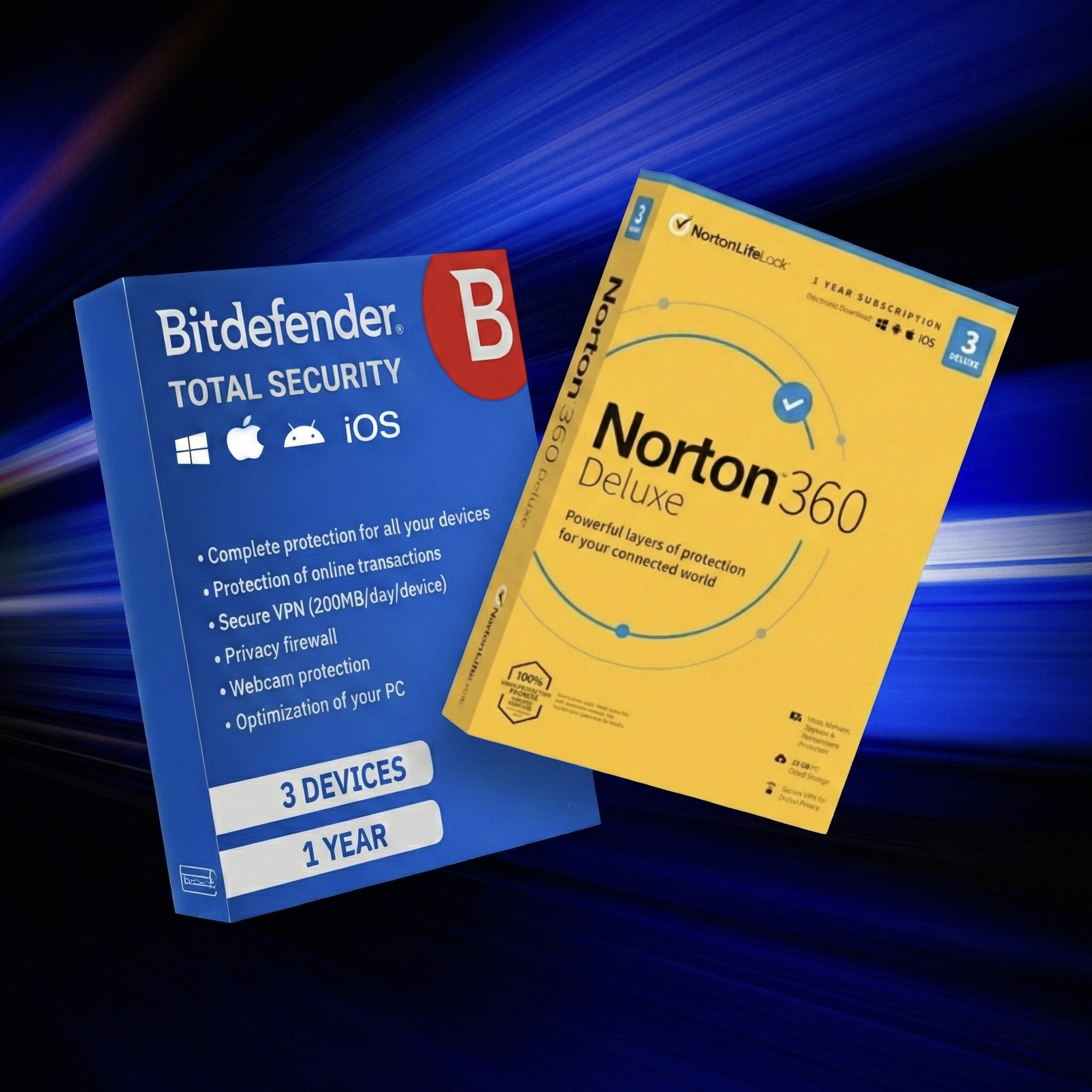 Cybersecurity for 3 Devices Bitdefender or Norton (1-Year Plan)