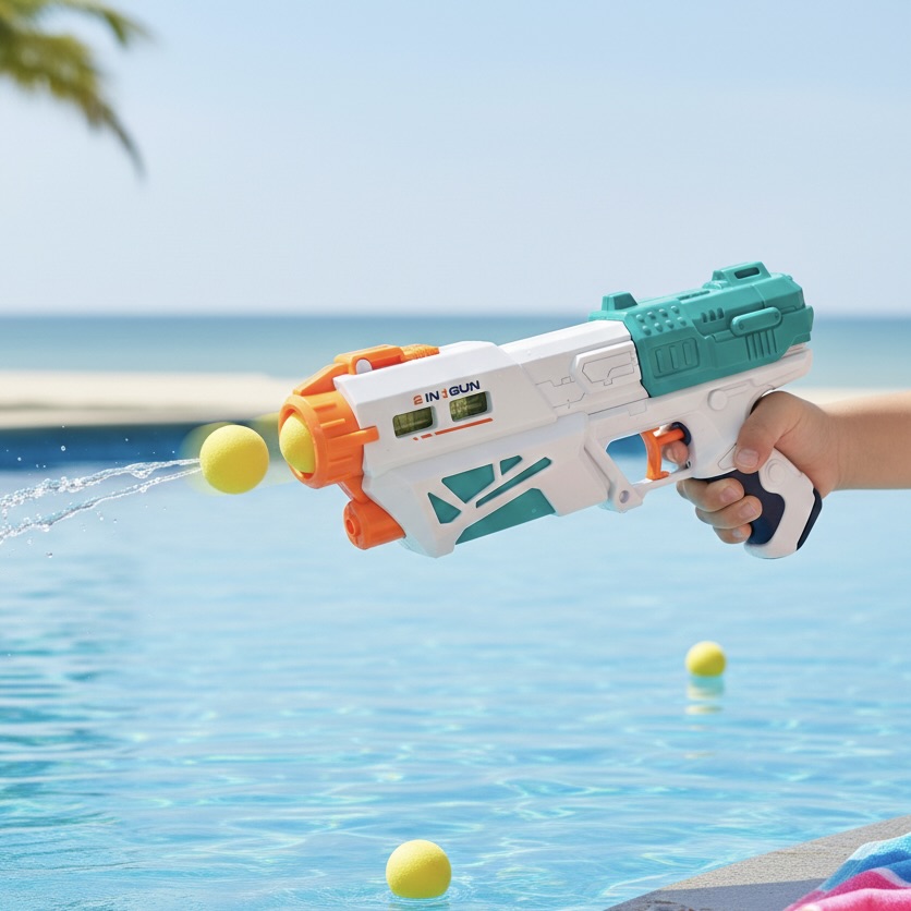 2-in-1 Toy Blaster Foam Bullets & Water Pistol