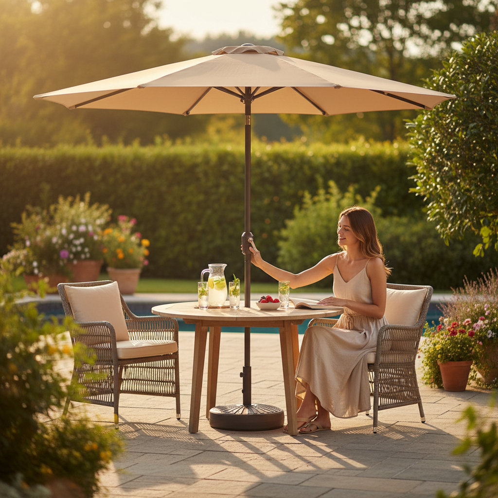 2m Center Outdoor Patio Umbrella with Round Base