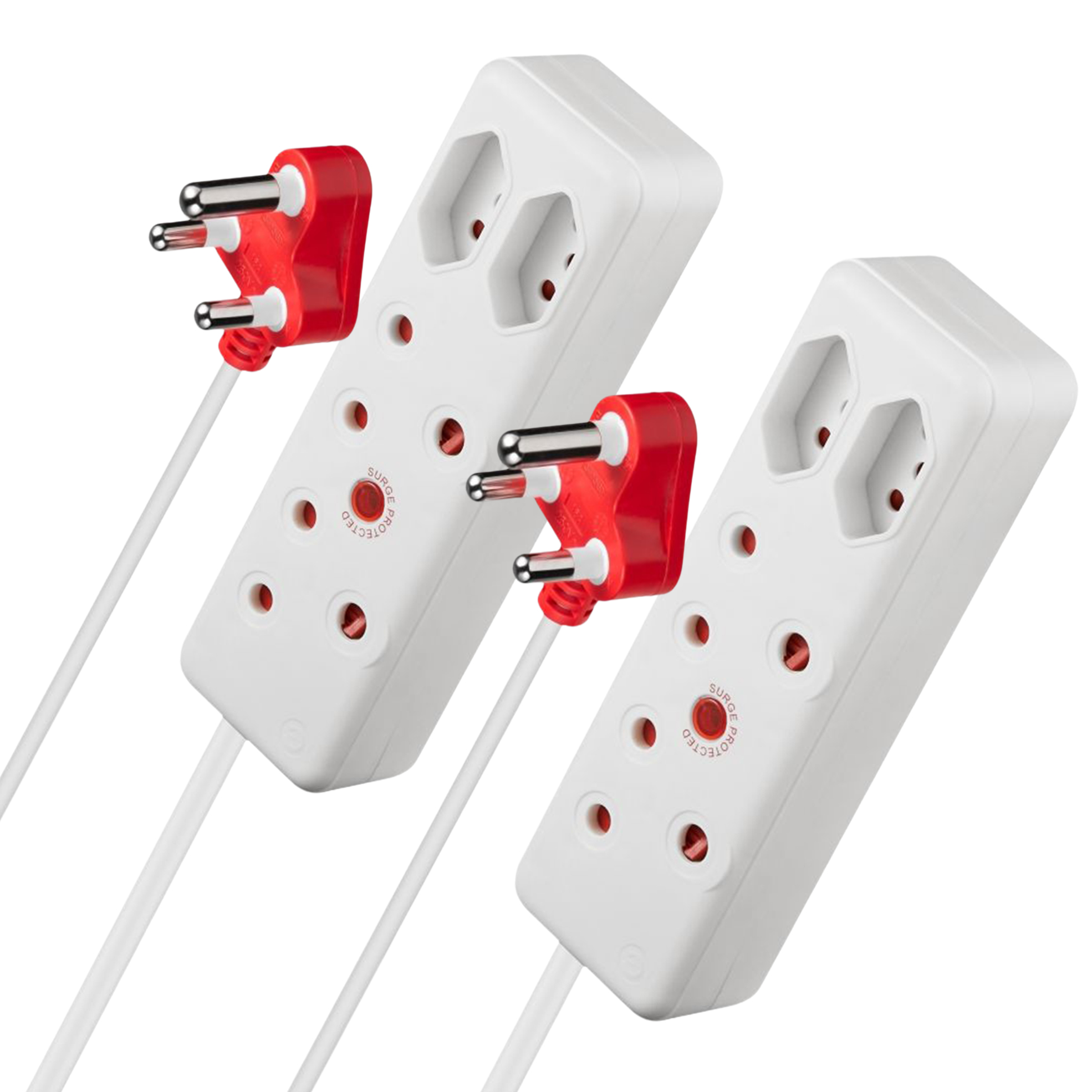 2x 5m 4-Way Medium Surge Extensions Leads