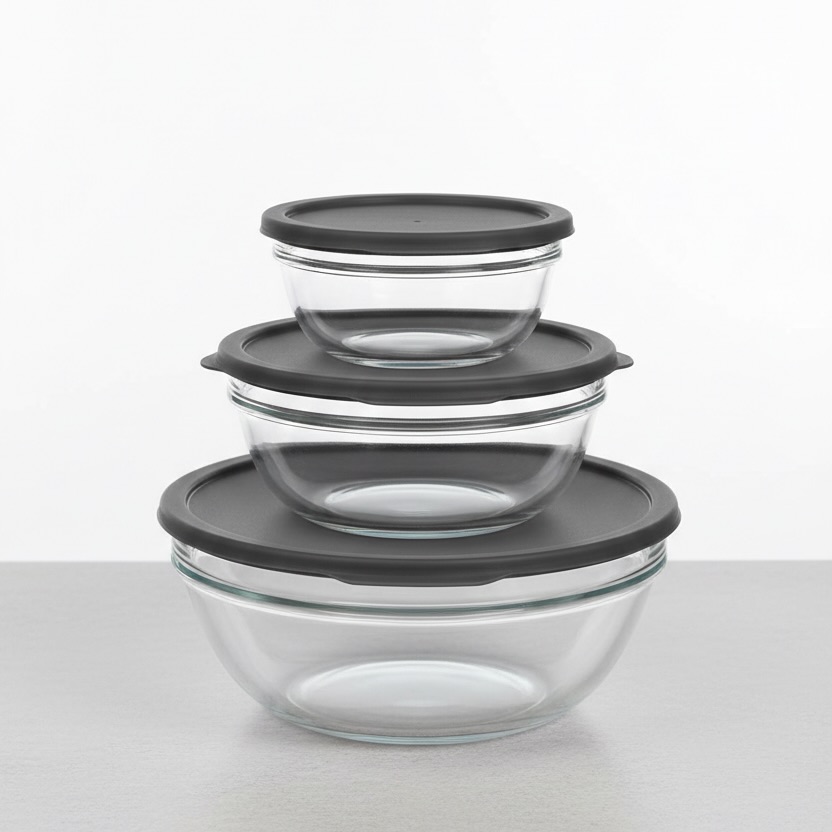 3x Chef's Glass Containers