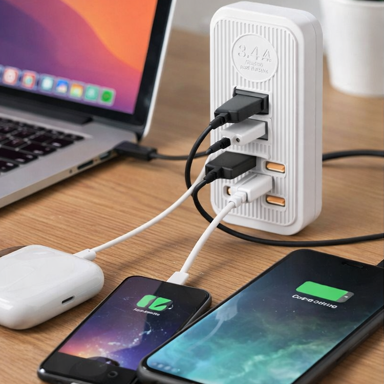 3.4A Fast Charging HUB which has 2x USB & 4x PD Ports