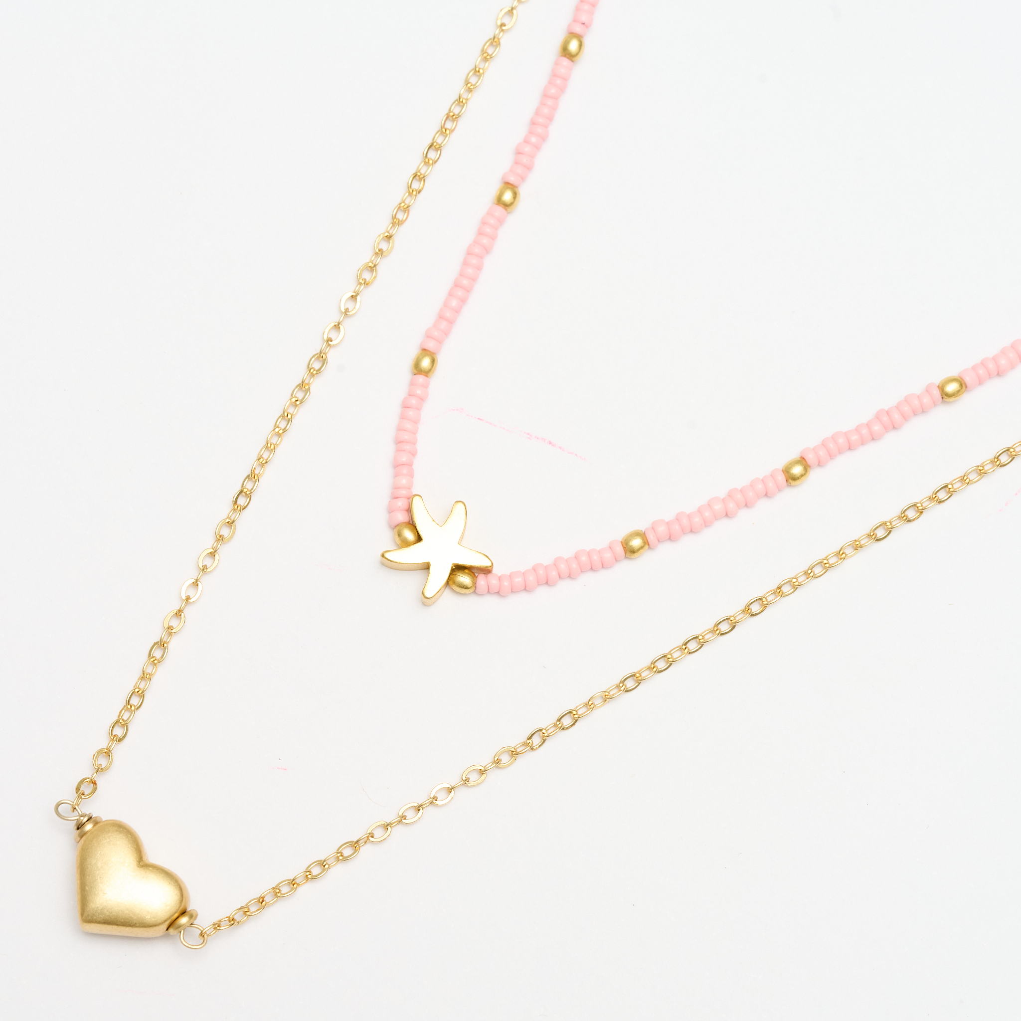 18k Gold-Plated Ivy Bead and Chain Necklace Set