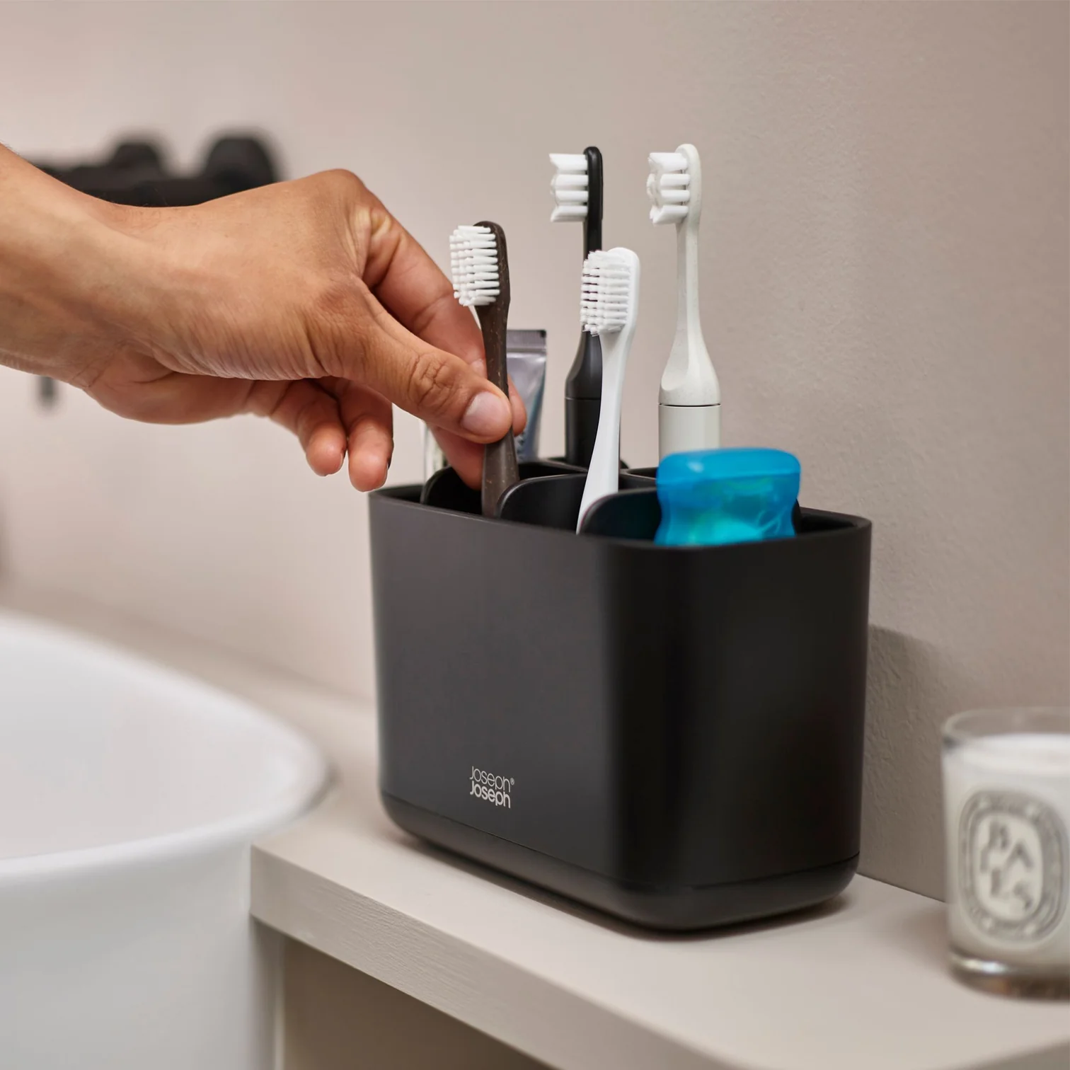EasyStore™ Matt Black Toothbrush Holder