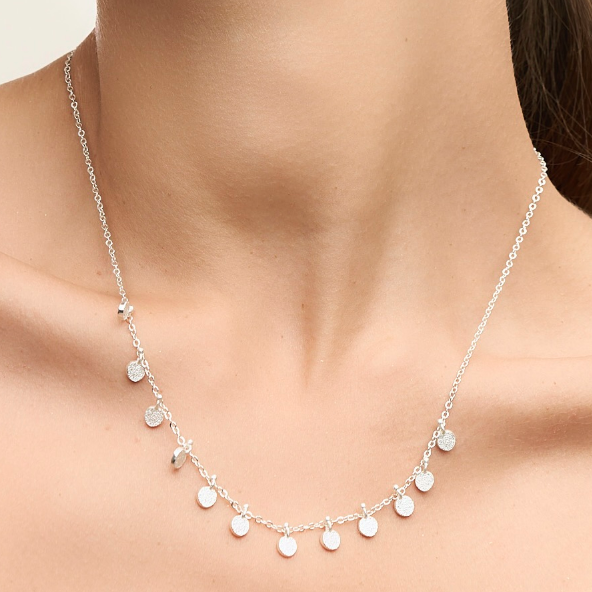 18k White Gold-Plated Nova Multi-Disk Necklace