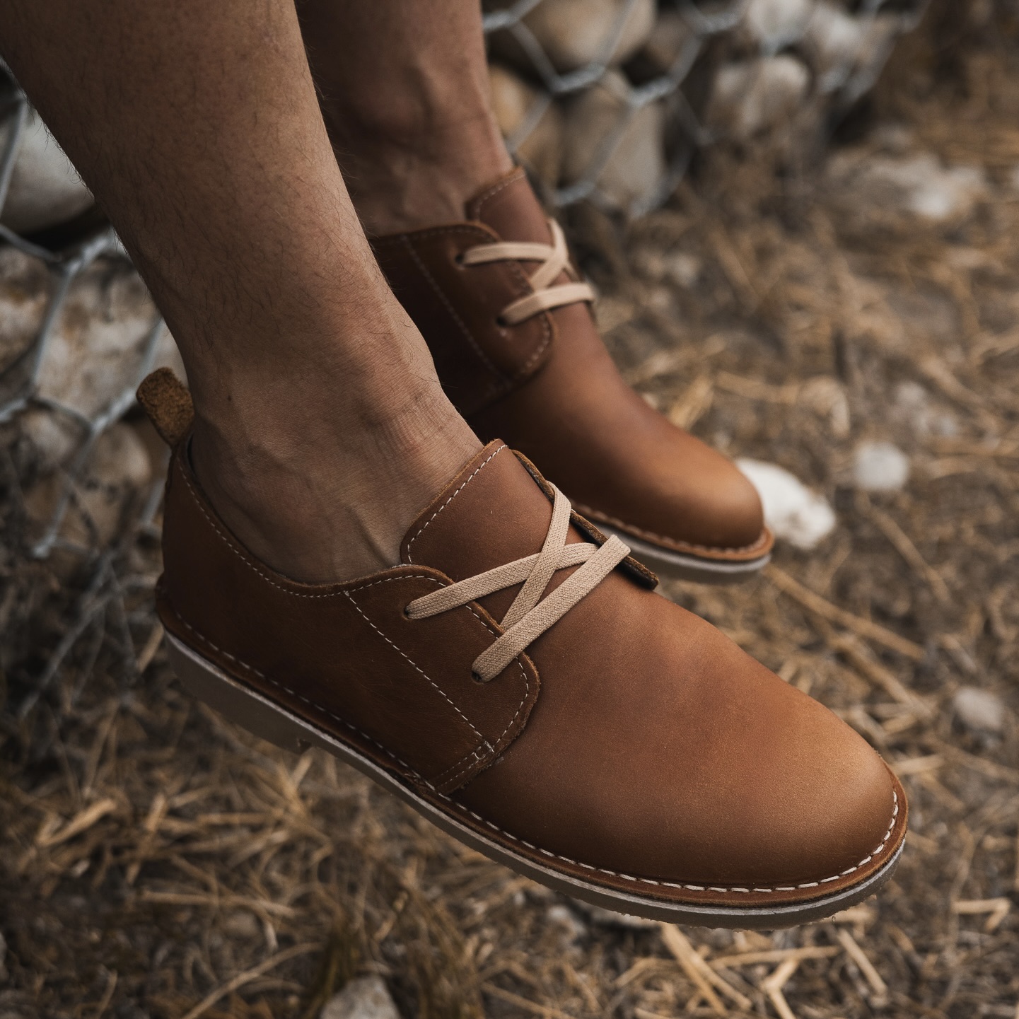 Men's Cognac Genuine Leather Vellies