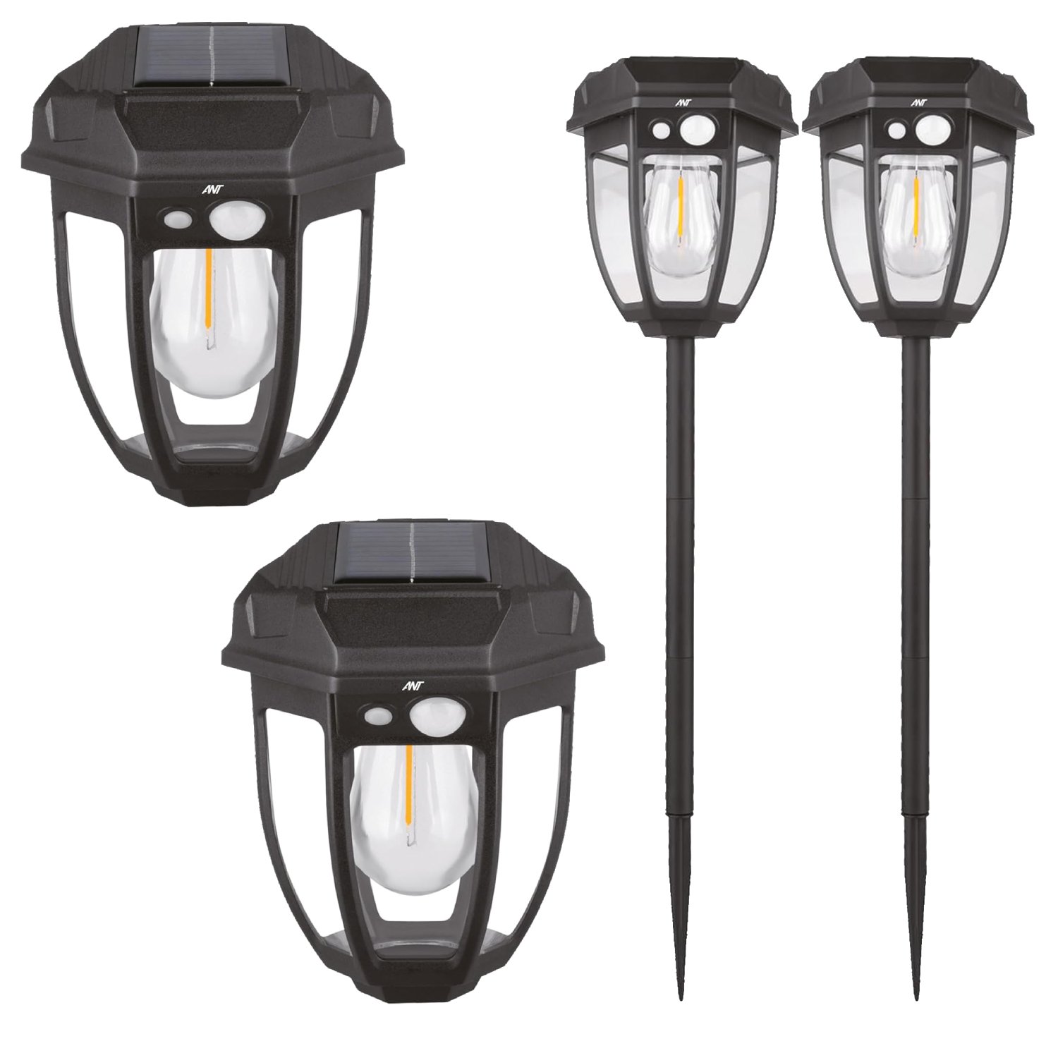 2x 18W 2-in-1 Induction Garden Spike Solar Wall Lights