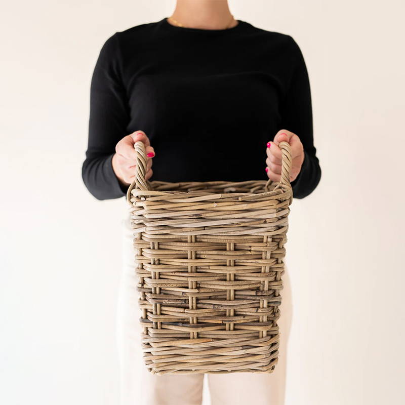 Rattan Square Basket with Handles