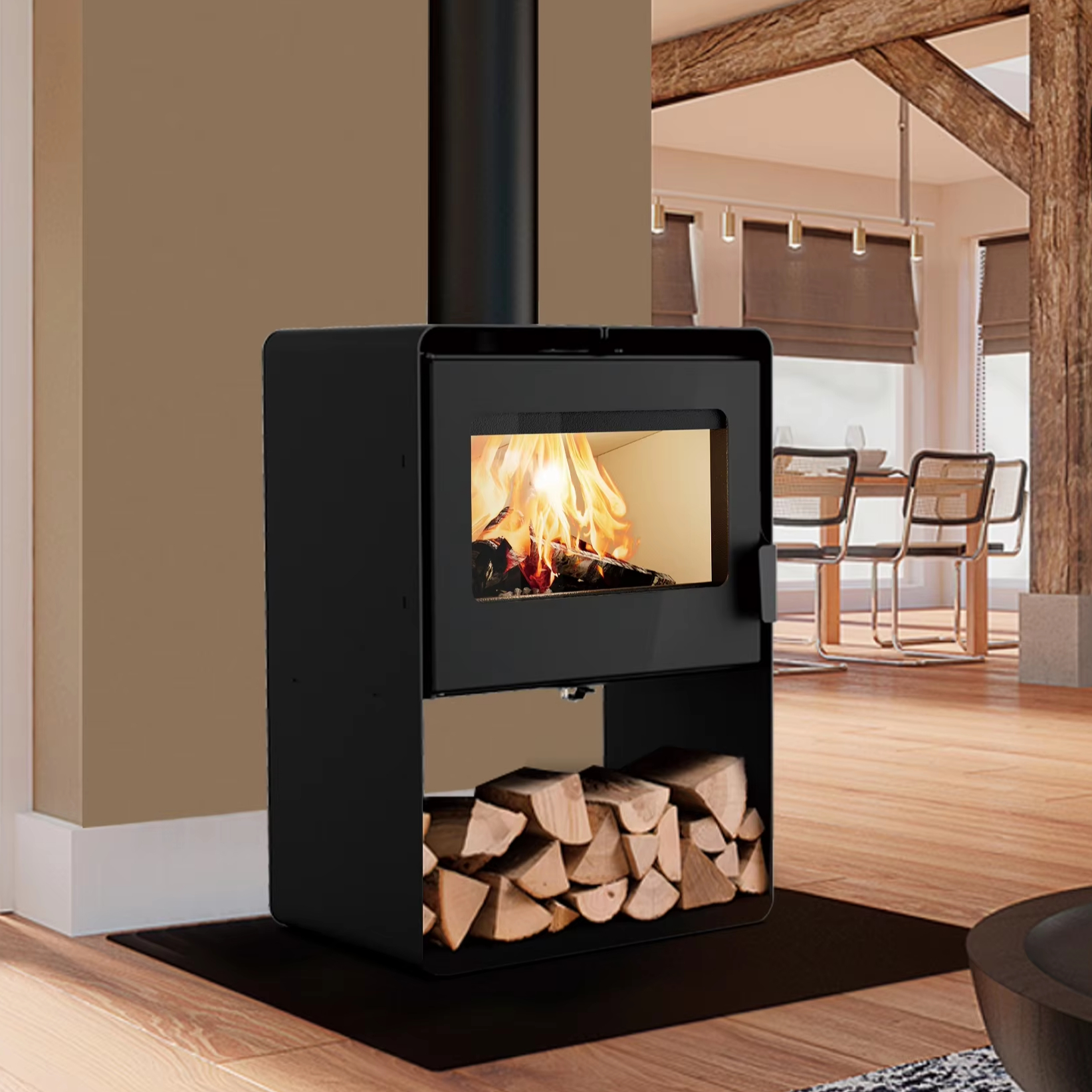 Slow Combustion Wood Fireplace