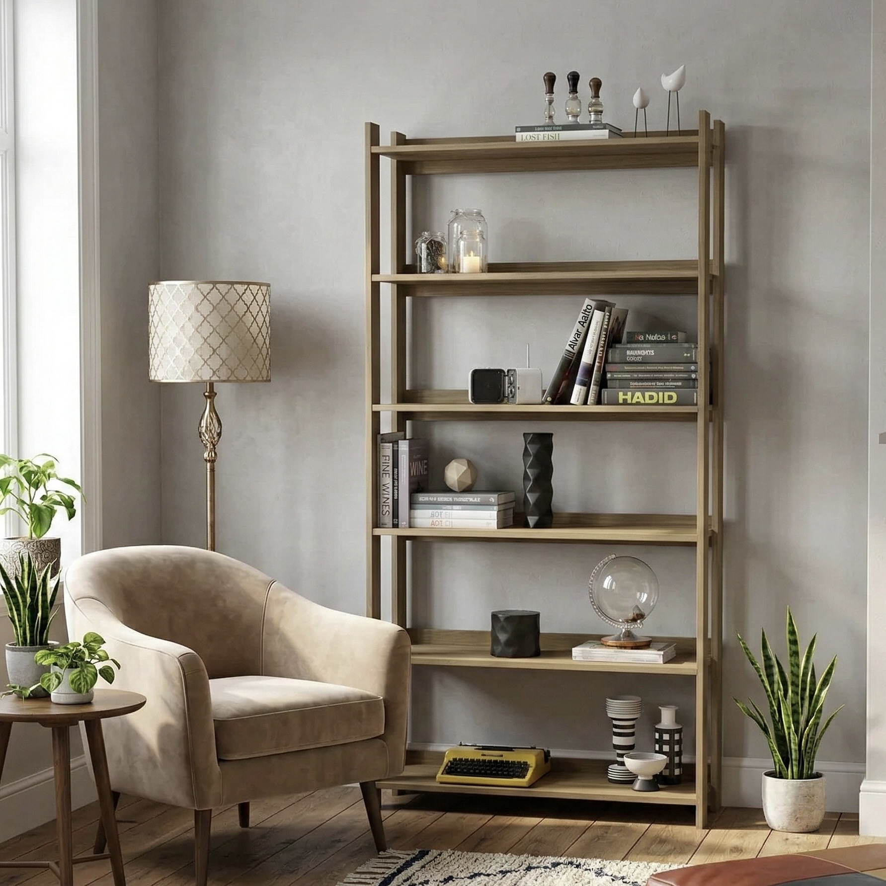 Platina Brown High Bookcase