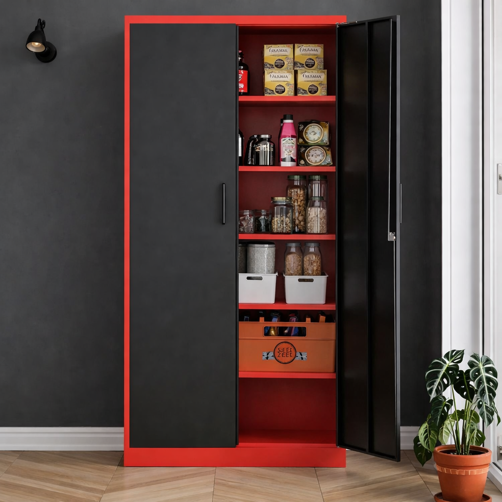 Multi-Functional Metal Storage Cabinet with Adjustable Shelves