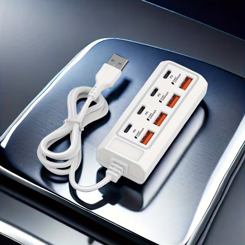 25W 8-in-1 4-USB and 4-PD Fast USB Charging Hub