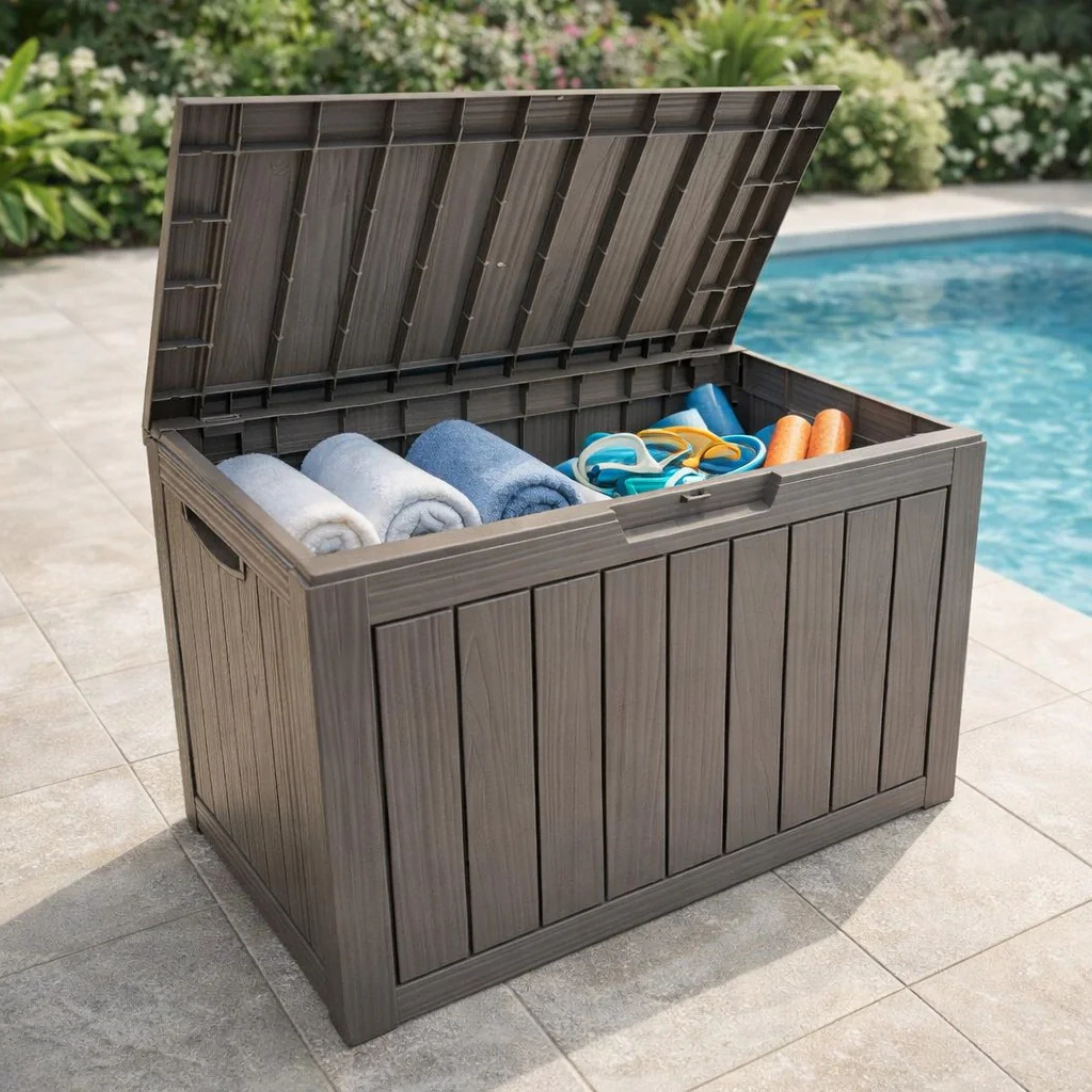 170L Padlock-Compatible Resin Patio Storage Box