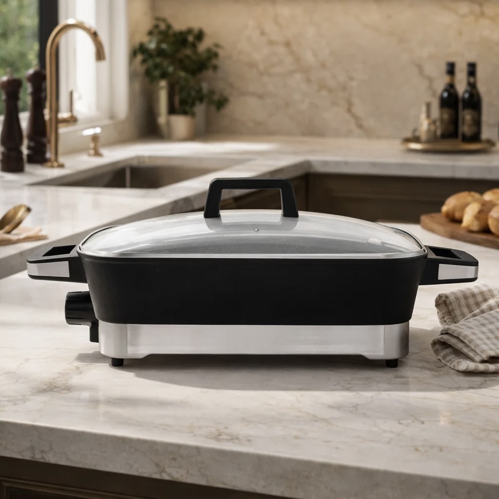 Electric Frying Pan With Glass Lid