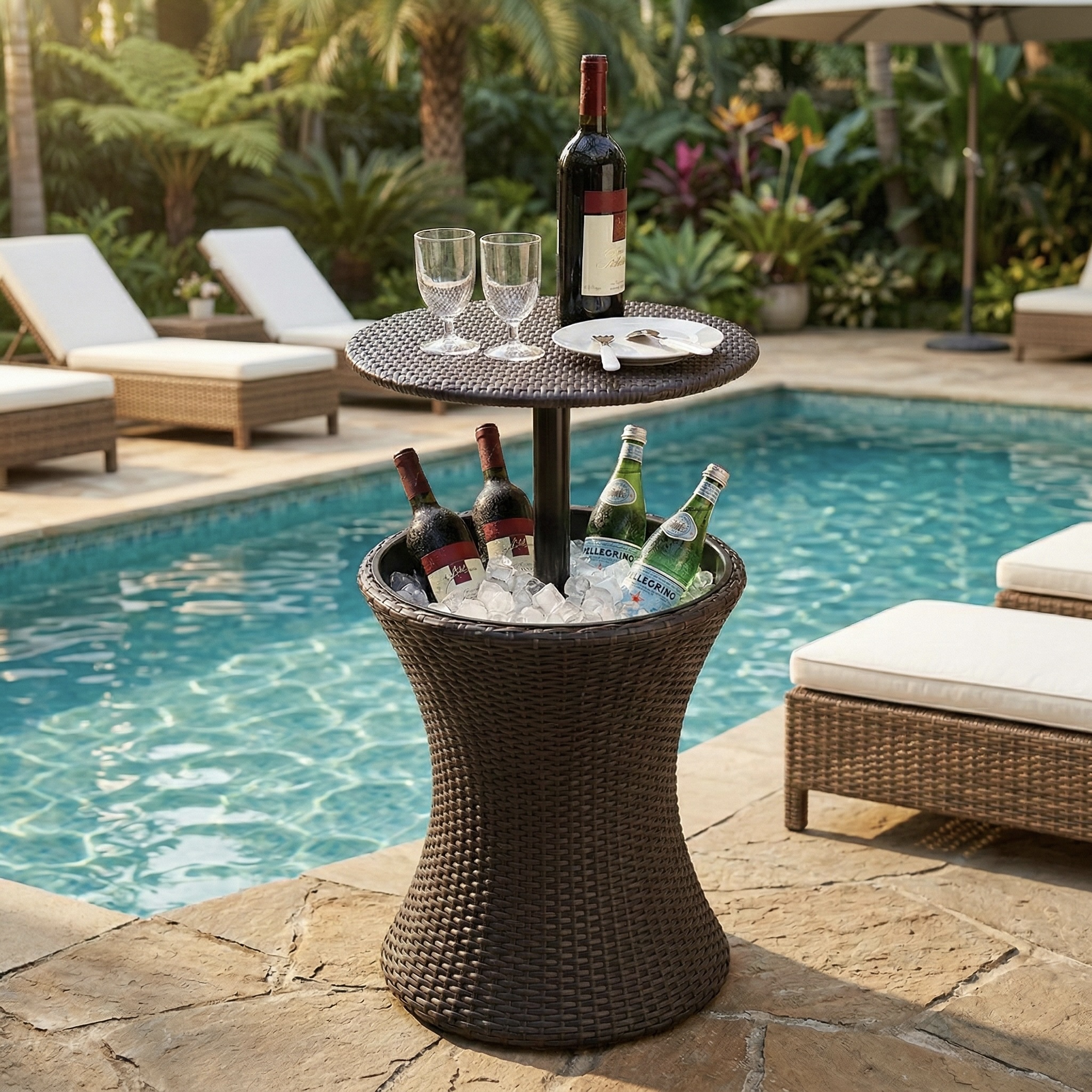 2-in-1 Outdoor Adjustable Table and Ice Cooler