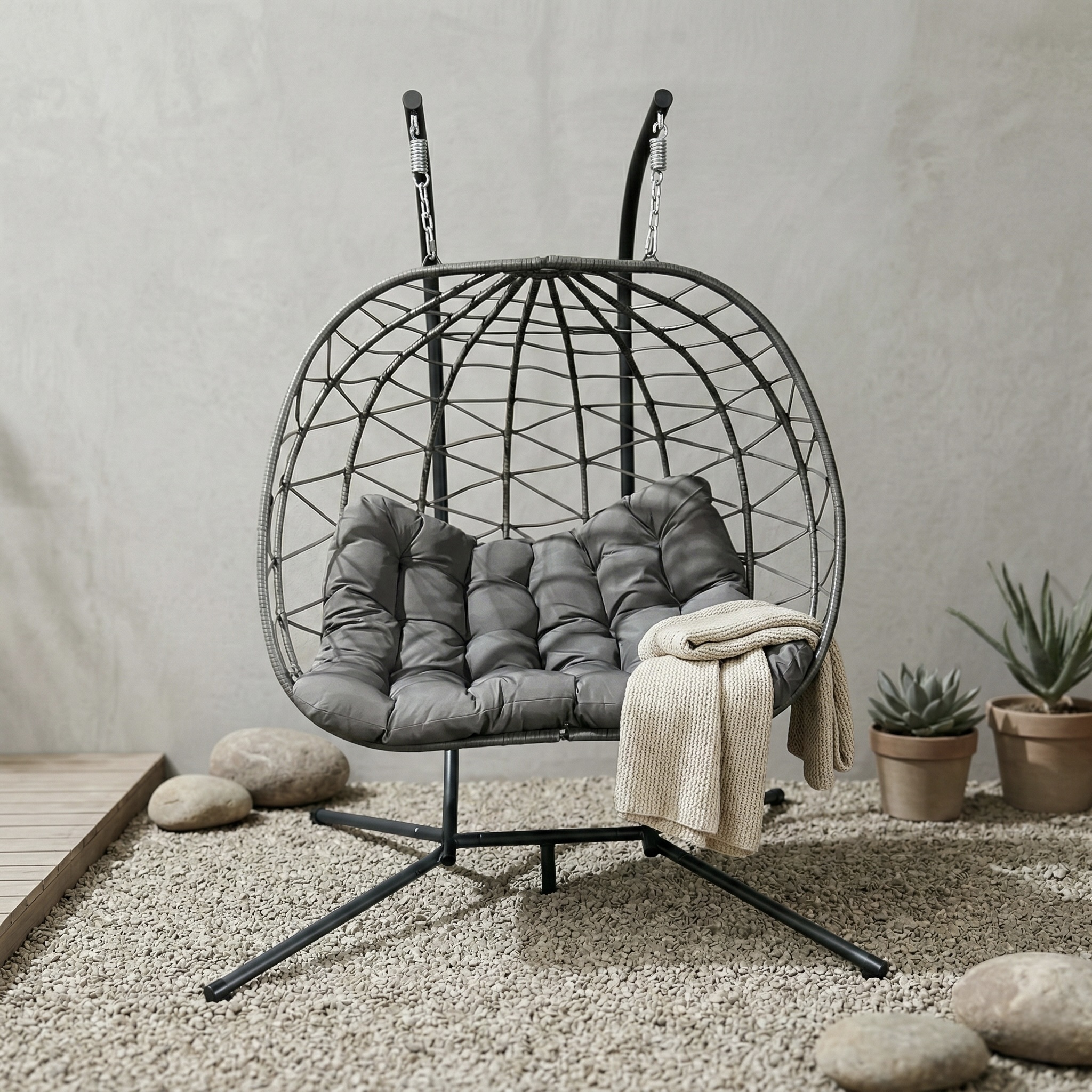 Hanging 2-Seater Egg Hammock Chair