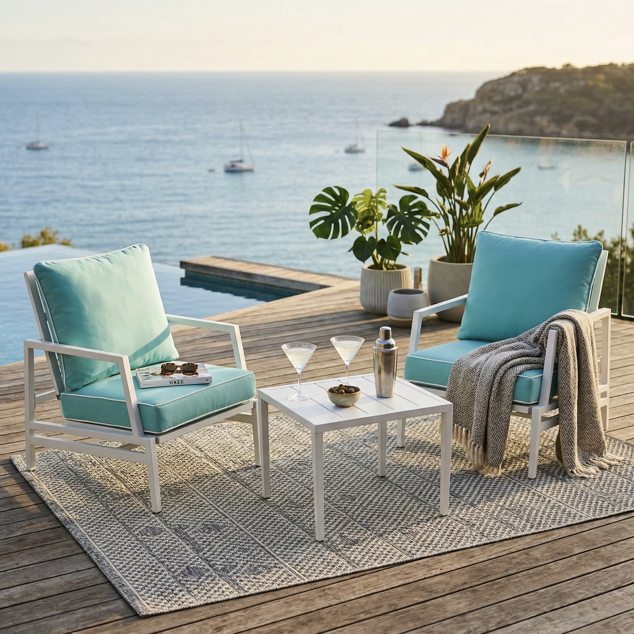 3-Piece Aluminium-Frame Patio Set