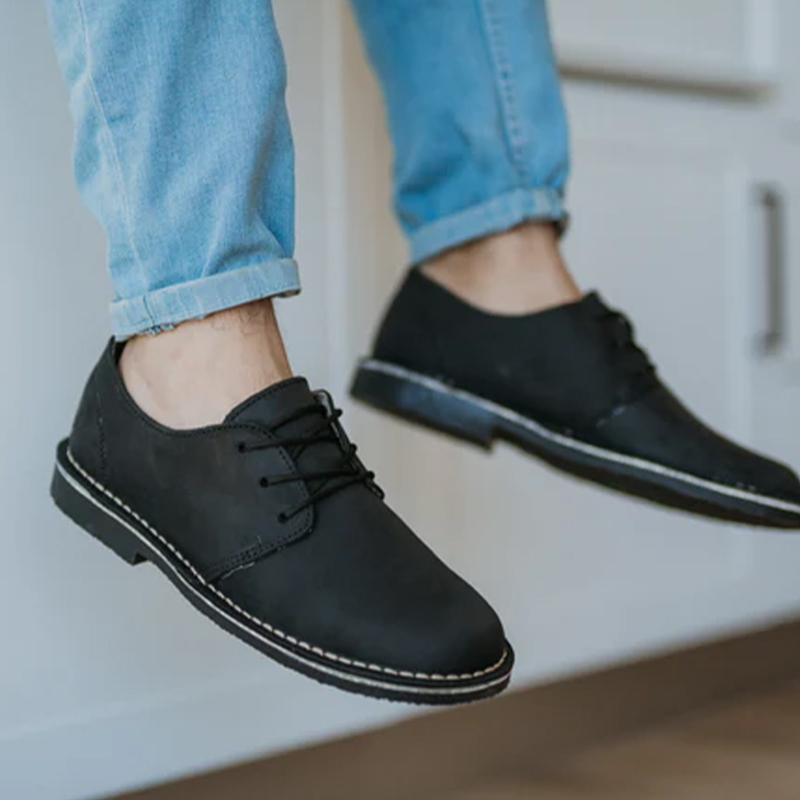 Men's or Ladies Black Genuine Leather Vellies