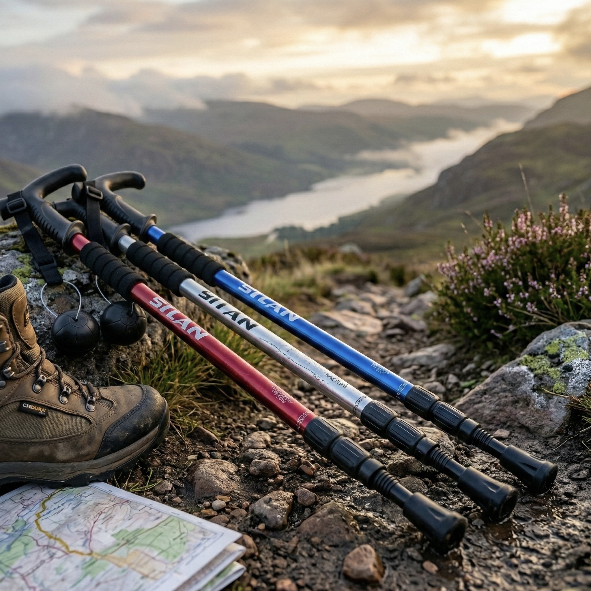 2x Adjustable Detachable Aluminium Alloy Hiking Poles