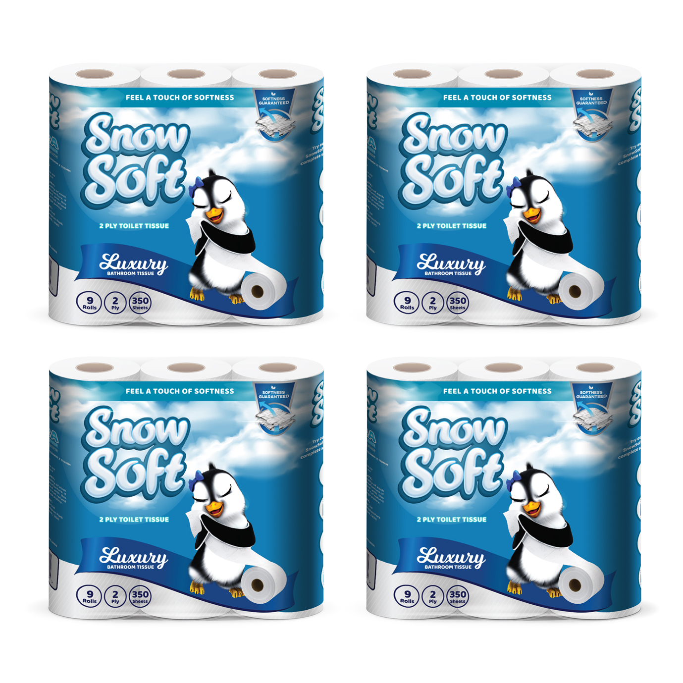 4x 9's 2-Ply White Toilet Paper