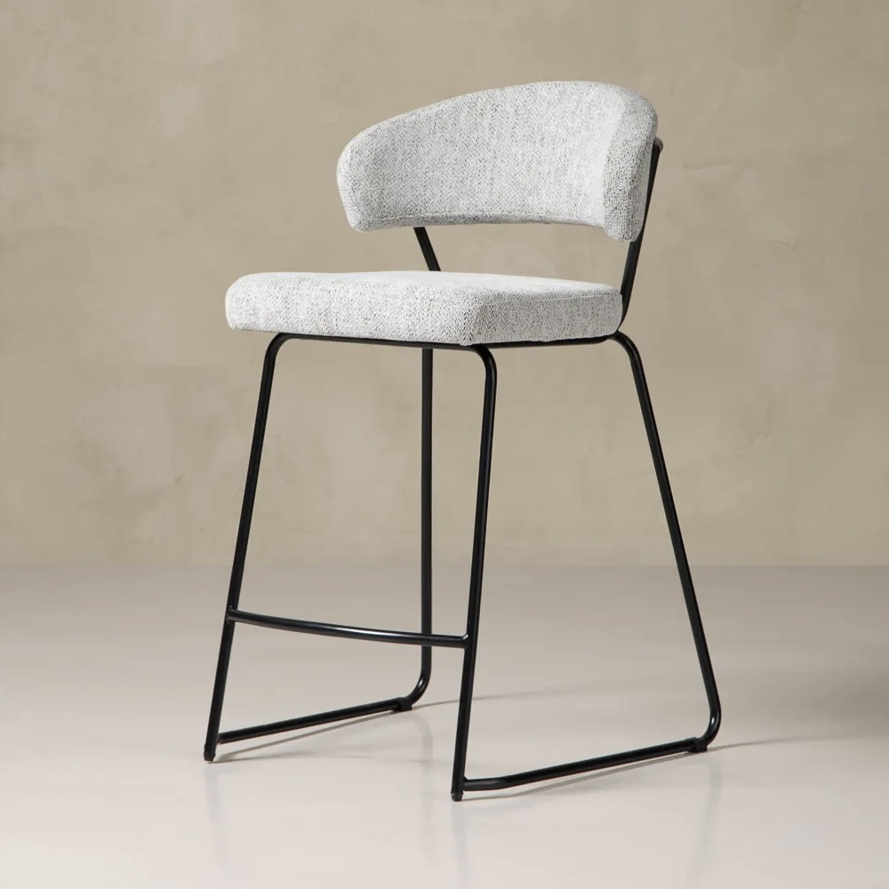 Polyester Bouclé Counter Bar Chair