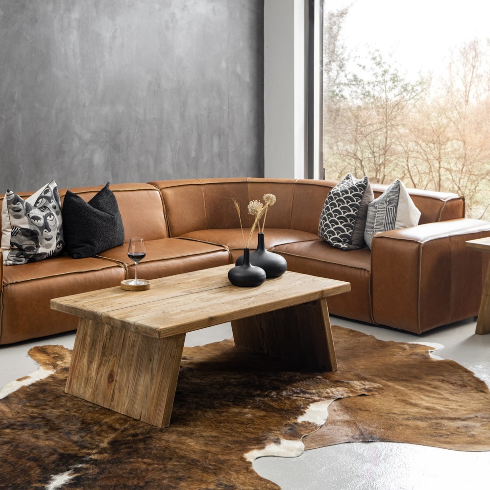 Grand Leather Corner Couch Set