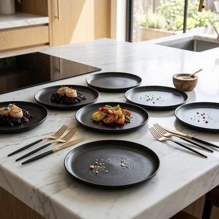 50% off on 6x 28cm Black Caviar High Rim Plates | OneDayOnly