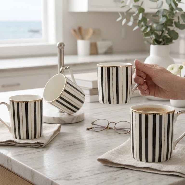 6x 380ml Teas and C’s Regency Porcelain Mugs