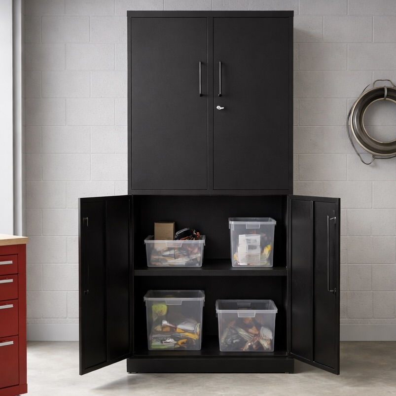 4-Door Metal Storage Cabinet with Adjustable Shelves