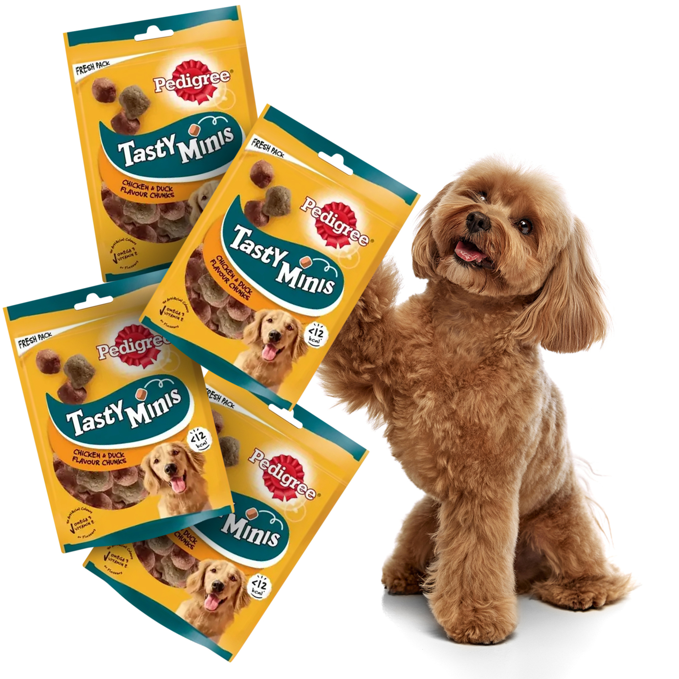 4x Tasty Minis Chewy Chunks Dog Treats