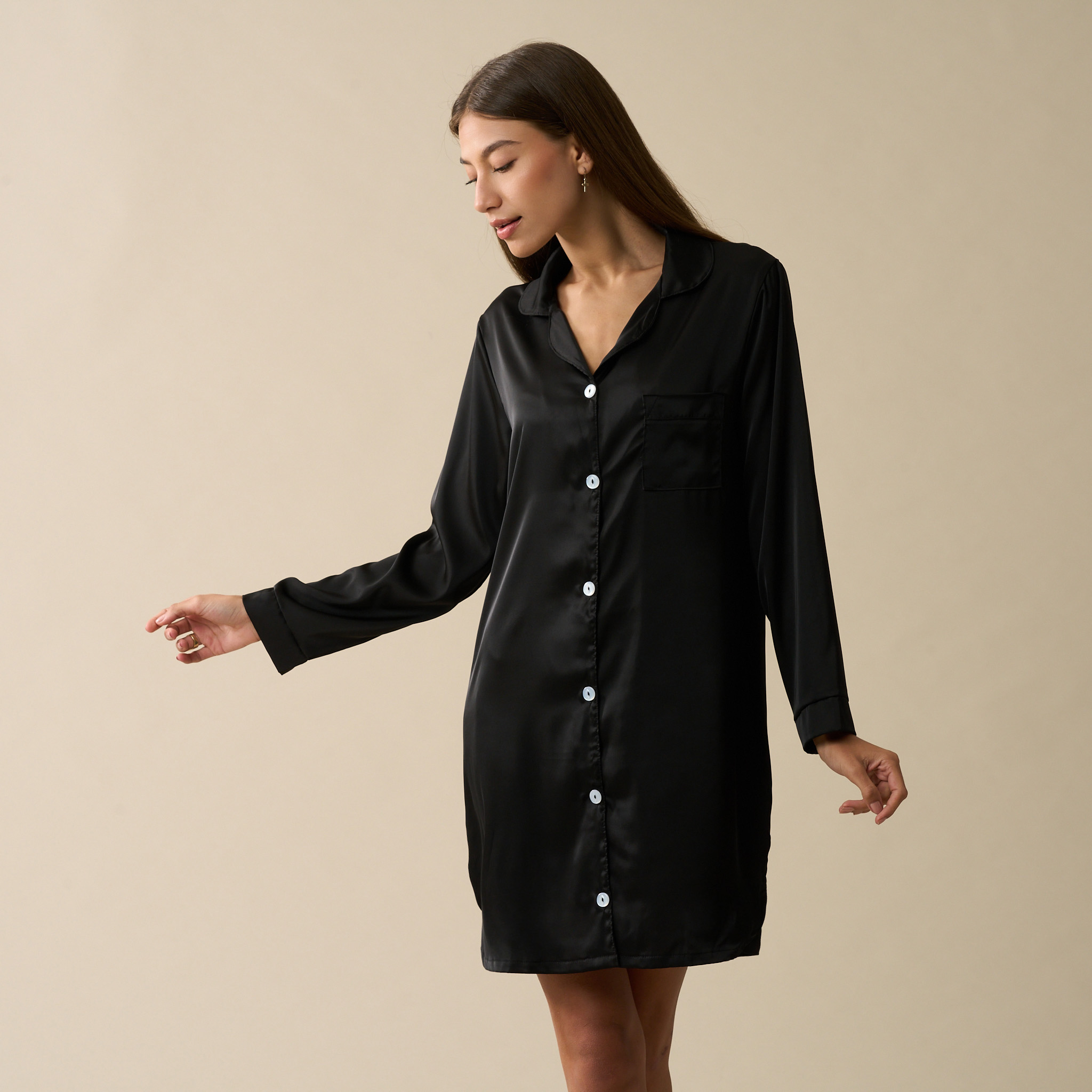 Ladies Soft Long Sleeve Pajama Dress