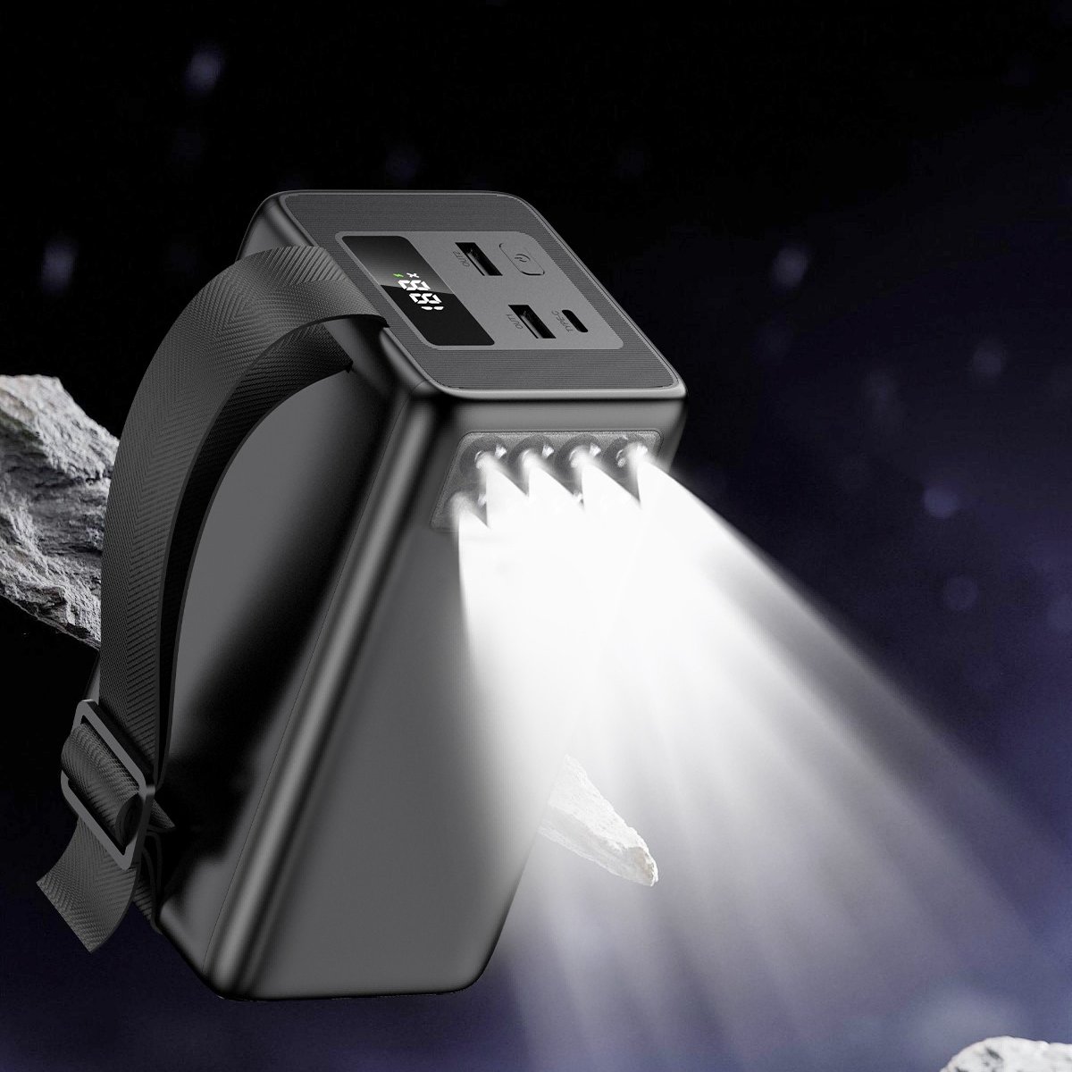 60000mAh 180W Power Bank with Light and Built-In Cables